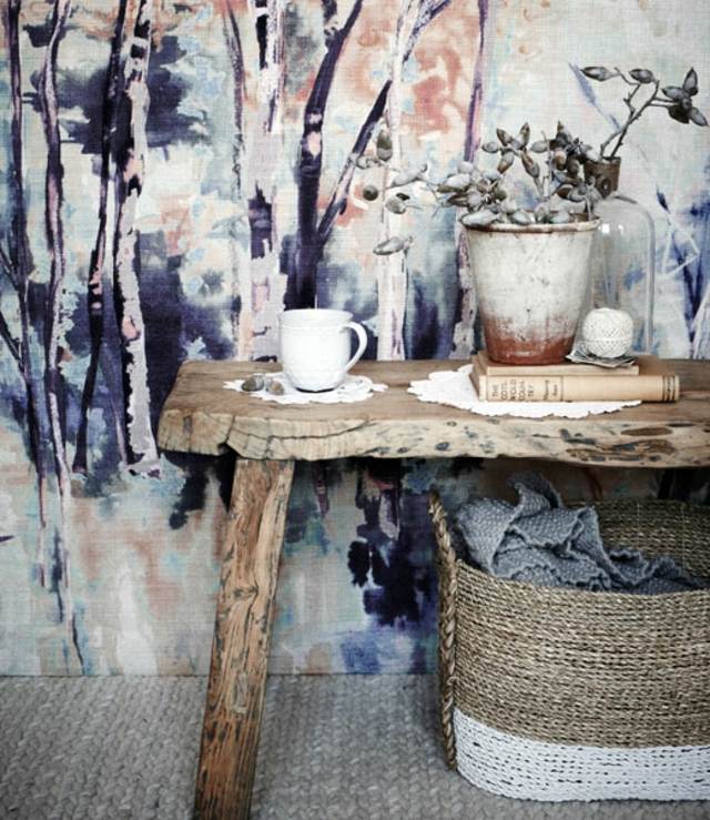 style scandinave design pot de fleurs banc en bois salle de bain cuisine