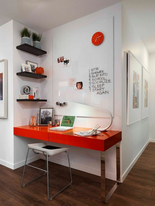 meuble bureau éléments oranges