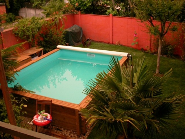 piscine octagonale hors-sol idée originale bois 