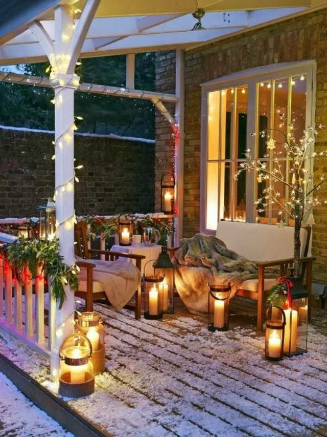 terrasse festive lanternes