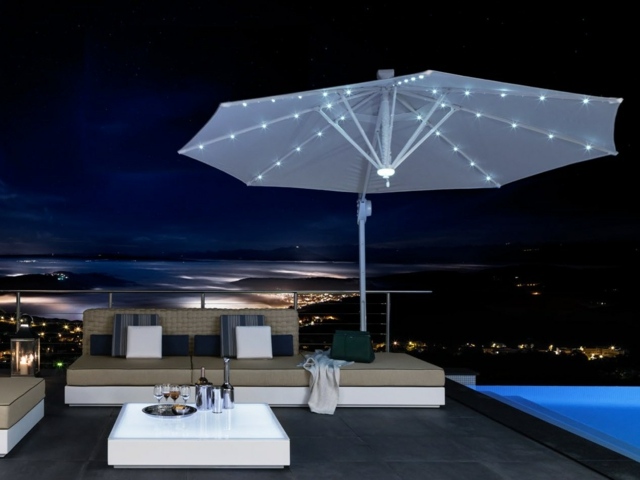 Talenti parasol de jardin excentre orientable vue nocturne