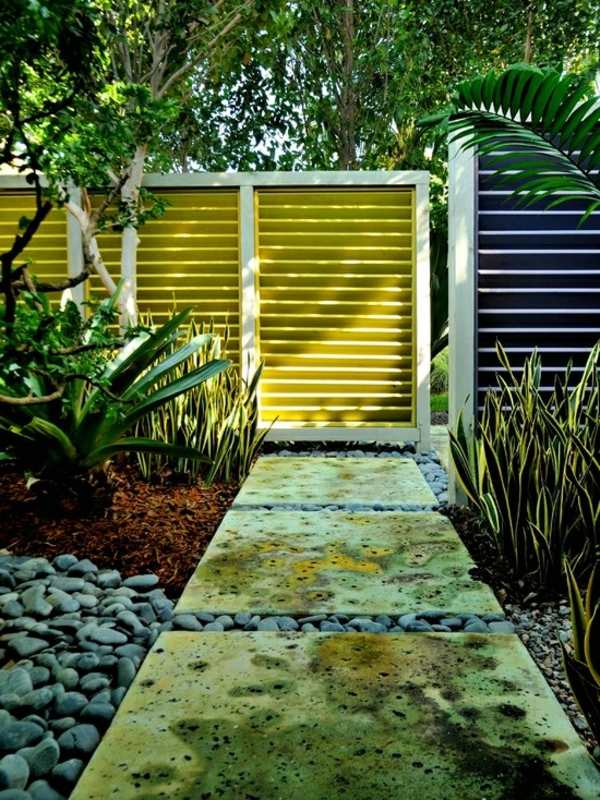 brise vue jardin jaune moderne design 