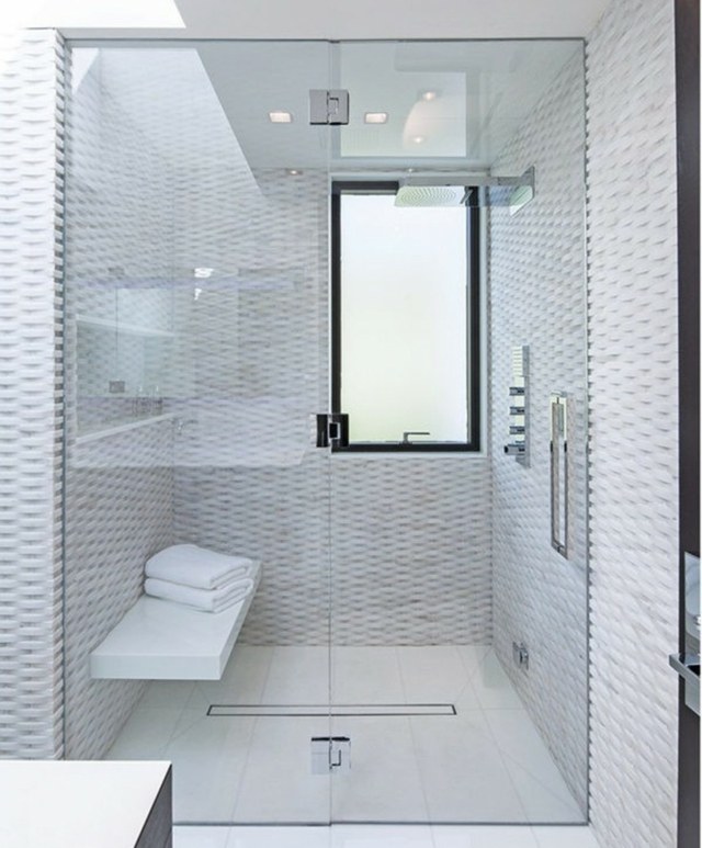 paroi de douche verre cabine de douche intégrale moderne salle de bain résine tressée intérieur blanc