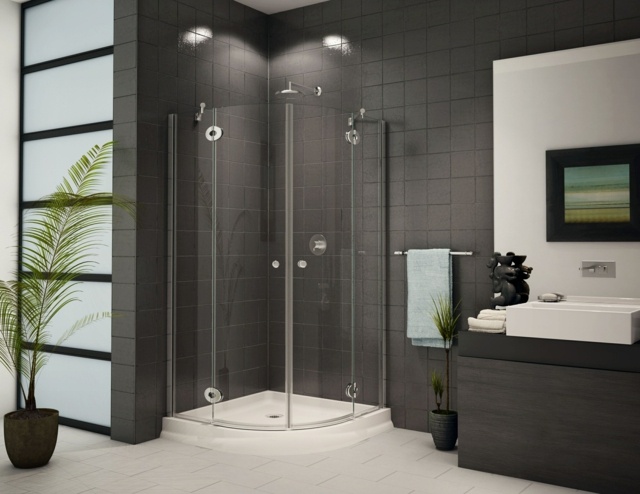 salle de bain intérieur noir déco planta placard noir cabine de douche en verre déco salle de bain idée