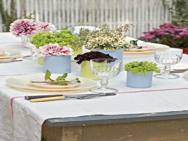 deco table exterieure fleurs