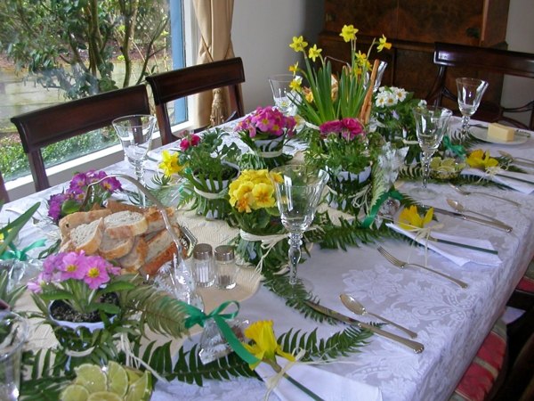 deco table fleurs verdure