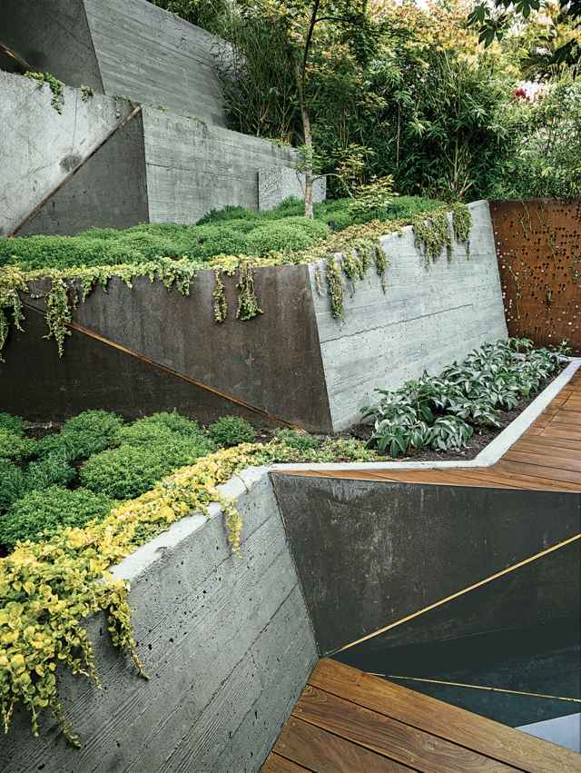 design modern mur soutenement jardin