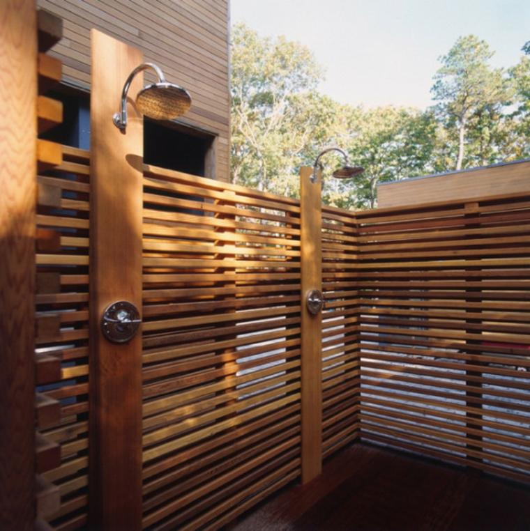 douche cabine double en bois