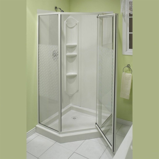 paroi de douche verre petit salle de bain verte aménagement espace idée 