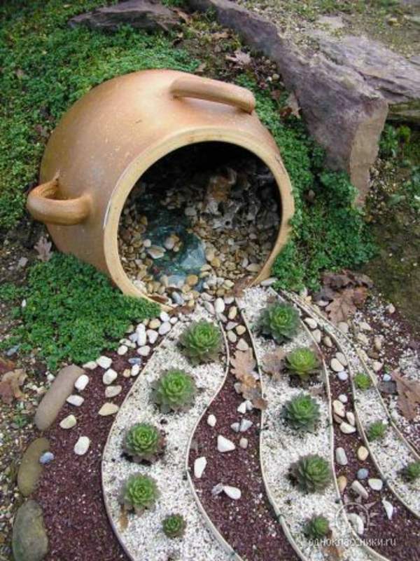 déco jardin pot céramique petits cailloux