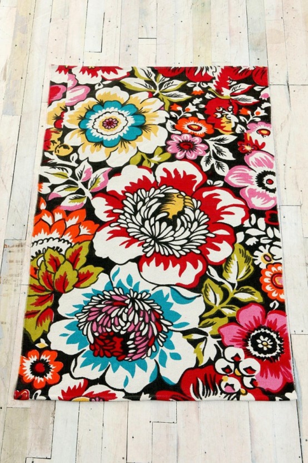motifs floraux tapis moderne