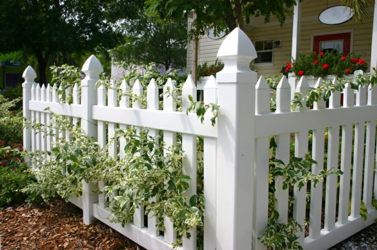 déco jardin clôture blanche jardin extérieur fleurs 