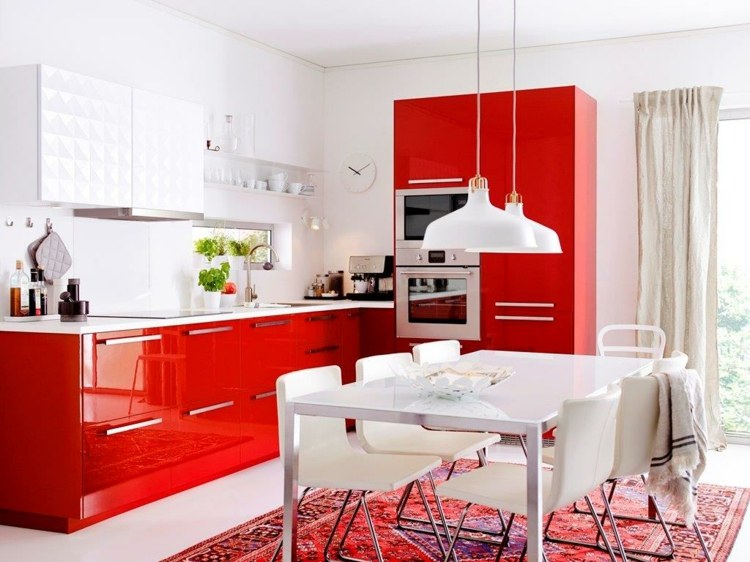 cuisine moderne rouge blanc design