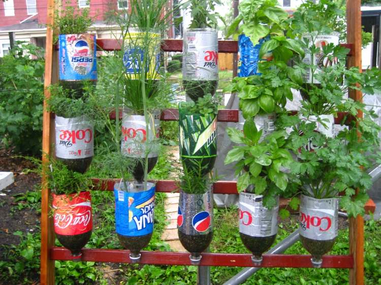 jardin suspendu DIY bouteilles vides