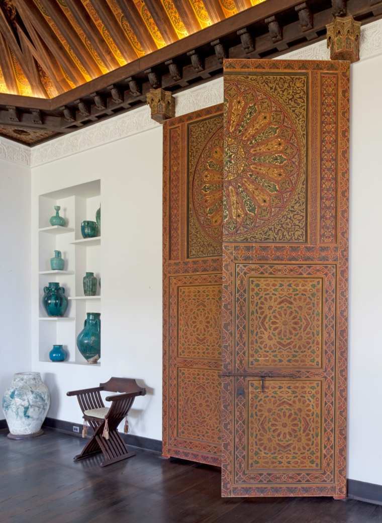 porte marocaine bois déco salon 