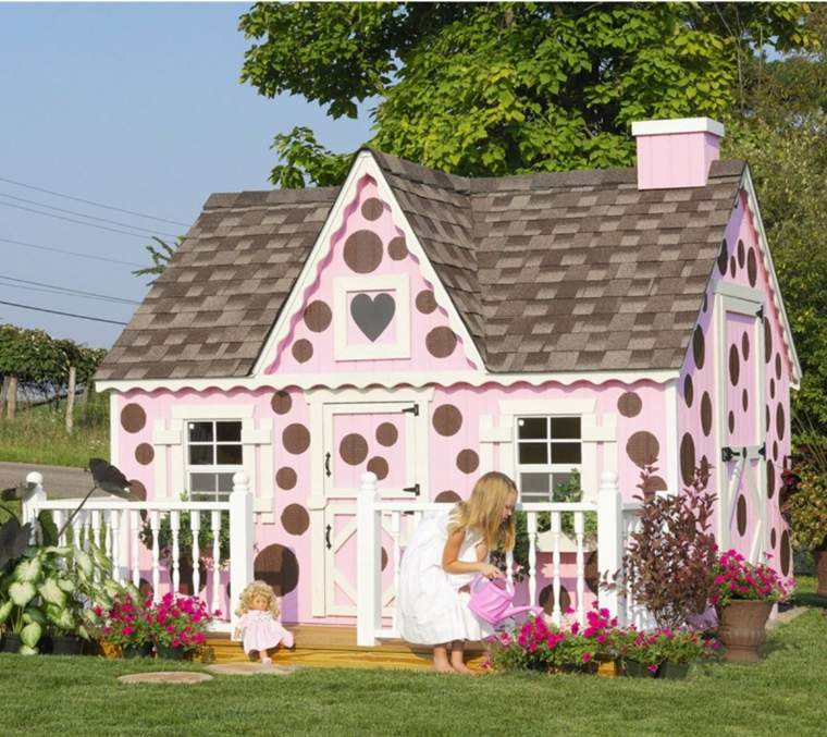 maison enfant jardin rose