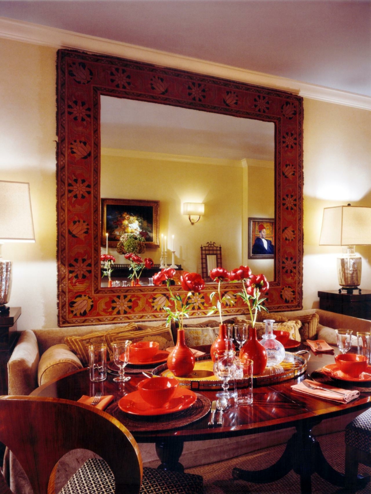 miroir salle à manger style oriental marocain table en bois