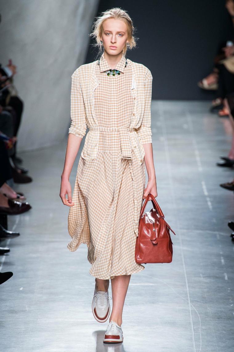 printemps été 2015 mode femme robe vichy tissu carreaux bottega veneta
