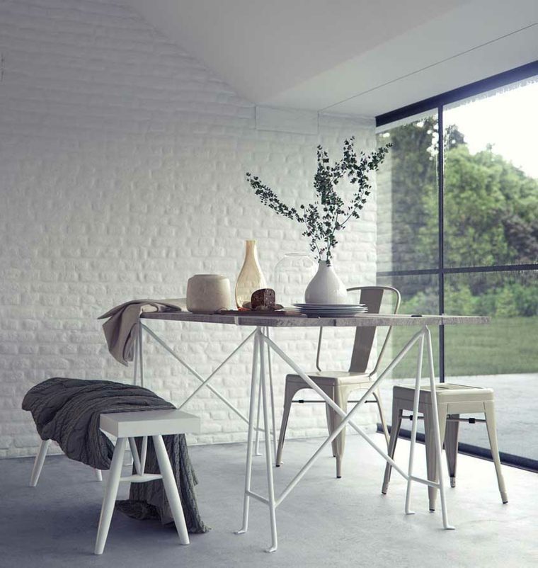 salle à manger grise blanche moderne style minimaliste