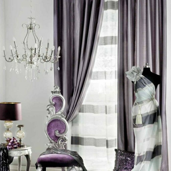Rideaux modernes salon elegant couleur violette