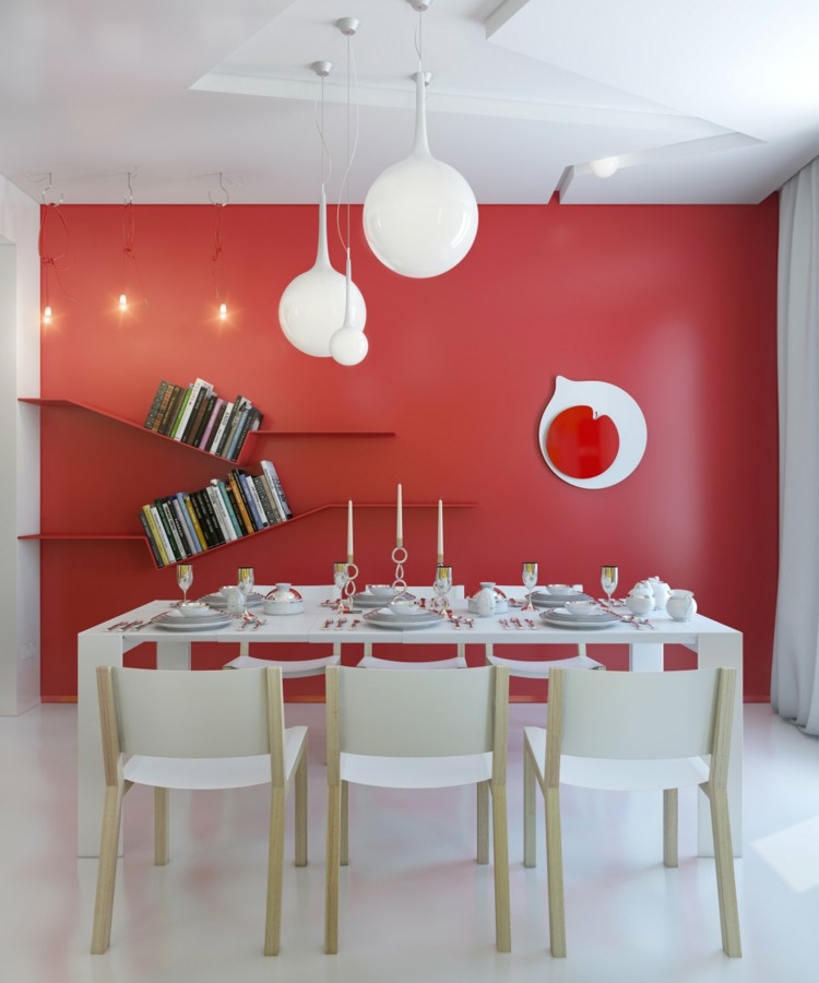 salle a manger rouge blanc