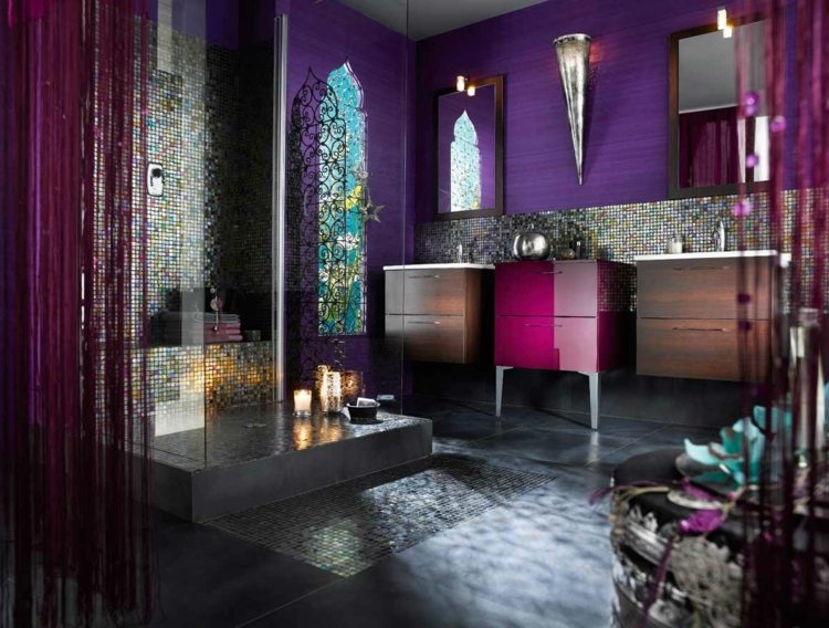 salle de bain design luxe violet