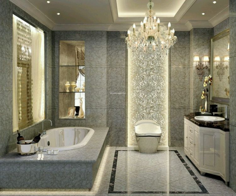 salle de bain luxe gris