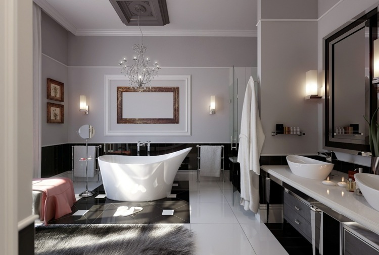 salle de bain luxe noir blanc