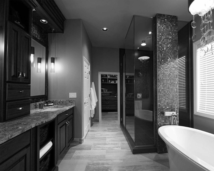 salle de bain noir et blanc moderne