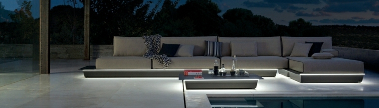 design moderne extérieur de jardin design canapé table lumineuse