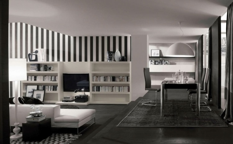 salon design minimaliste noir blanc