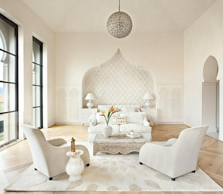 luminaire suspendu canapé blanc fauteuil blanc tapis de sol 