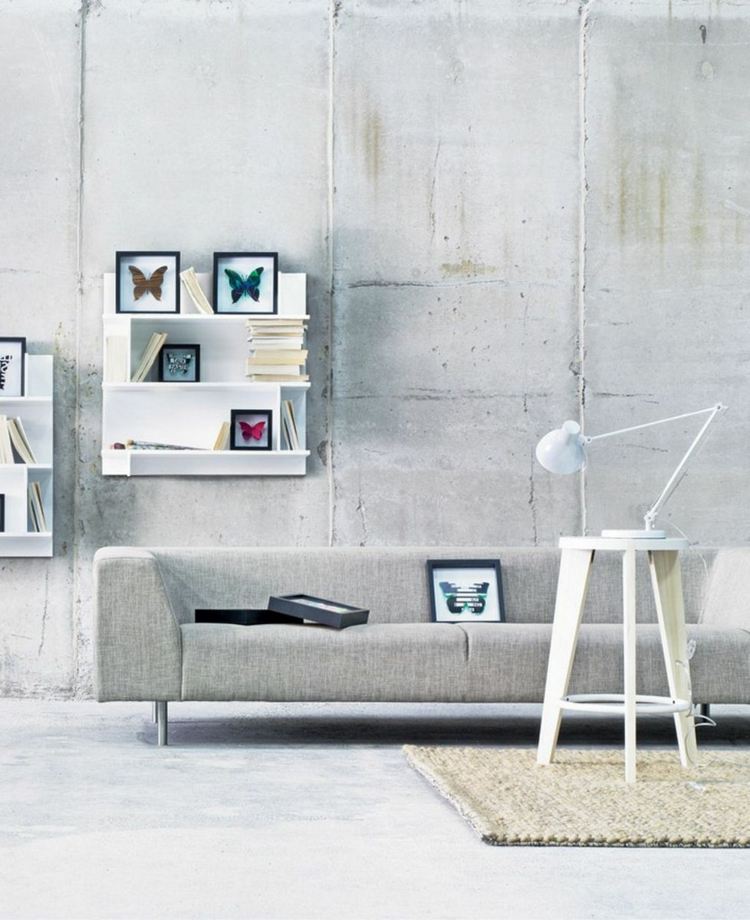 salon minimaliste moderne mur beton
