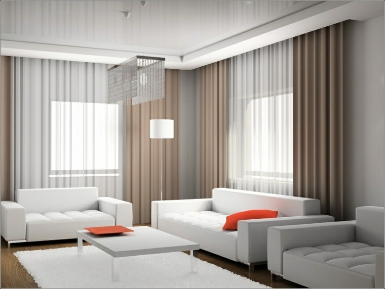 rideaux modernes salon beige canapé