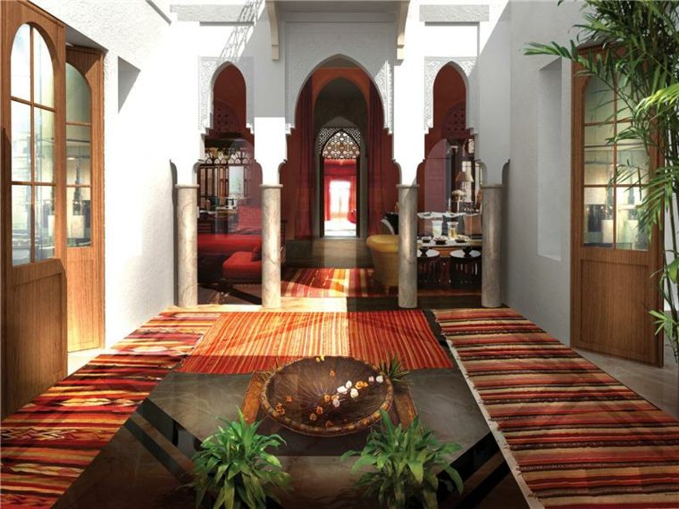tapis de sol marocain design moderne plantes