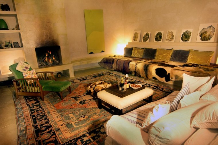 tapis de sol marocain canapé moderne pouf fauteuil tableaux