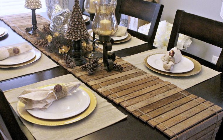 set table noel planchettes bois