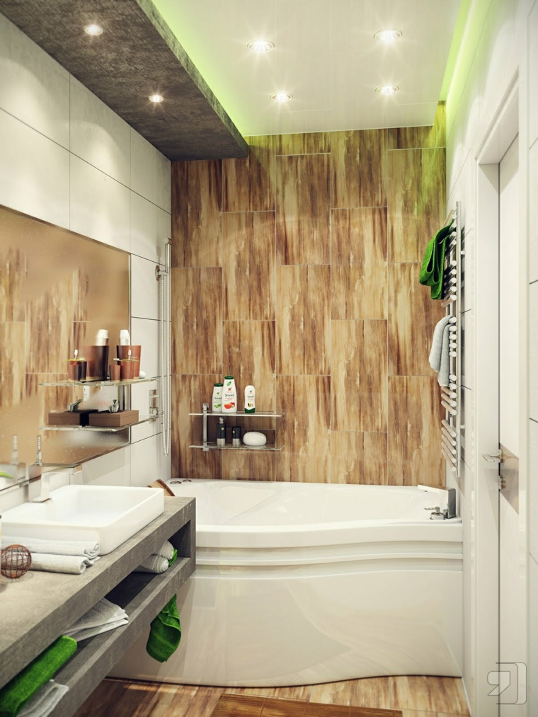 cabine douche mur sol en bois salle de bain idée