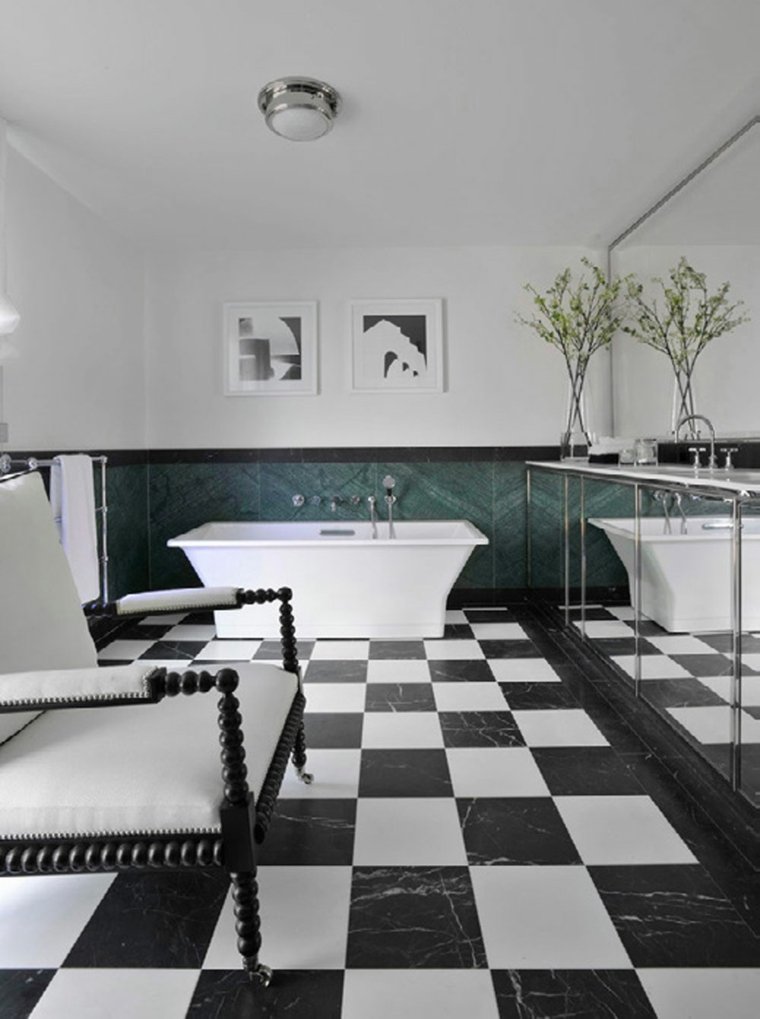 carrelage noir et blanc salle de bains style chic