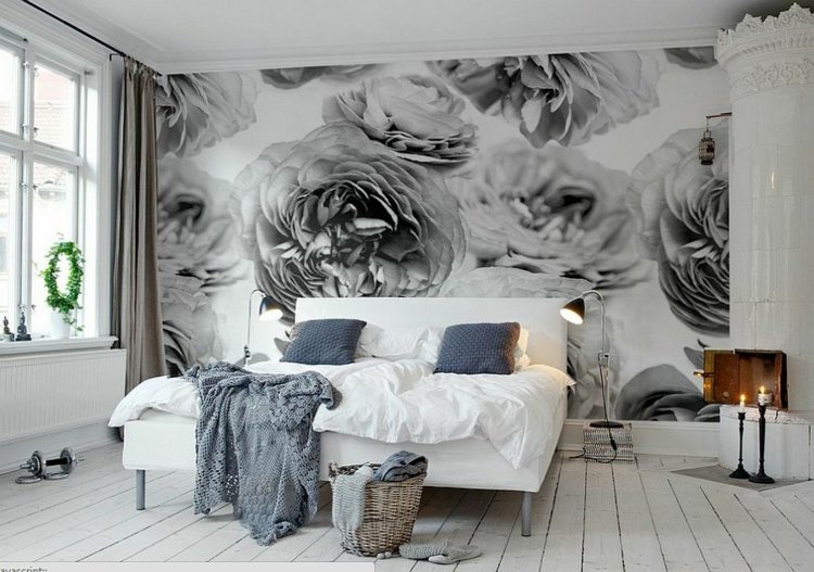 chambre a coucher design gris blanc