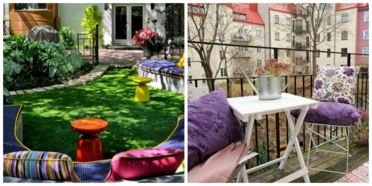 idée déco jardin chaise de jardin coussin de jardin violet