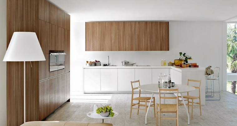 cuisines blanche et bois aménagement intérieur mobilier