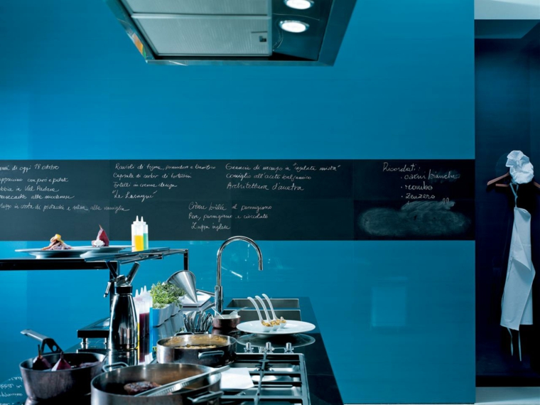 couleur pour cuisine idée bleu noire îlot de cuisine