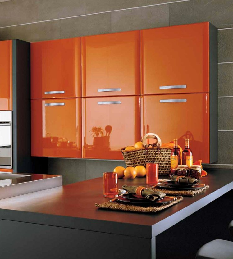 deco cuisine moderne orange gris