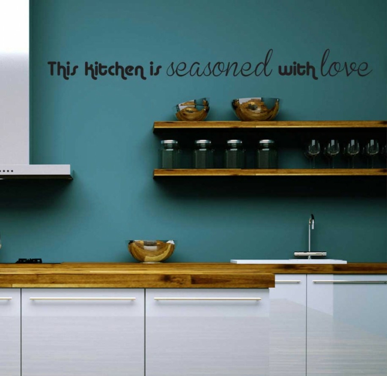 lettres stickers décoratifs idées pour murs de cuisine moderne