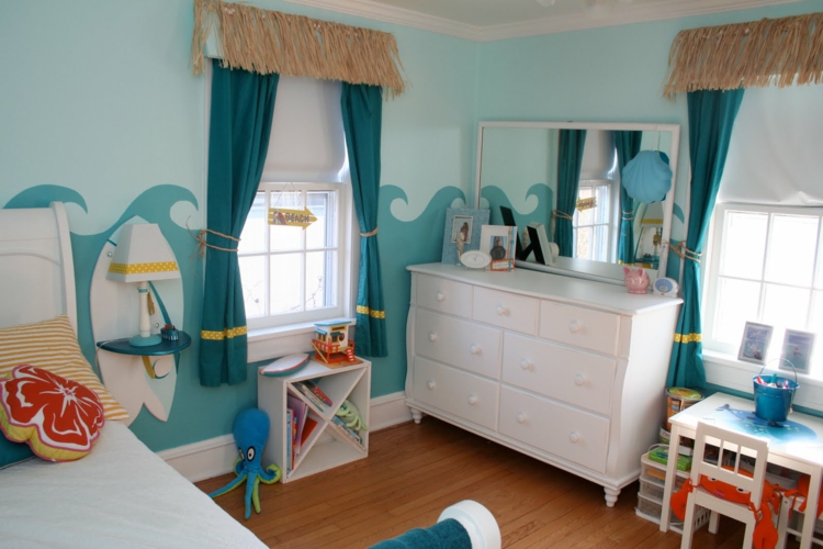 decoration chambre enfant bleu blanc