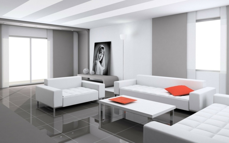 décoration intérieur salon blanc design moderne