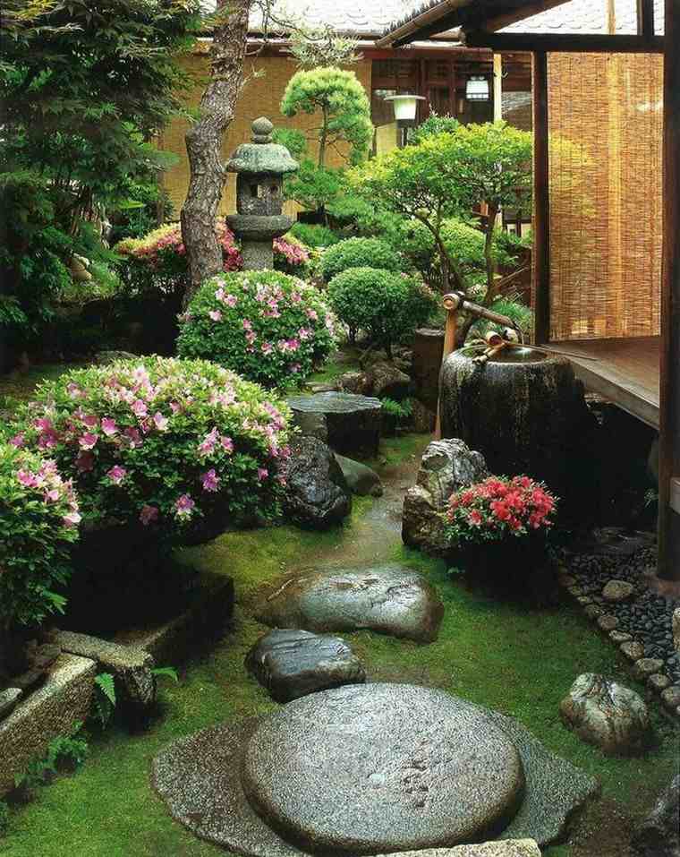jardin japonais clôture bambou pierre