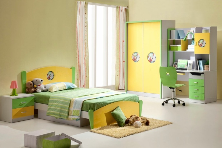chambre garçon jaune vert 