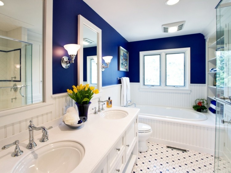 peinture salle de bain bleu